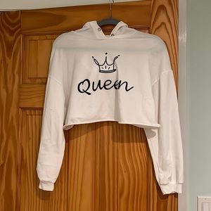 White cropped graphic sweatshirt